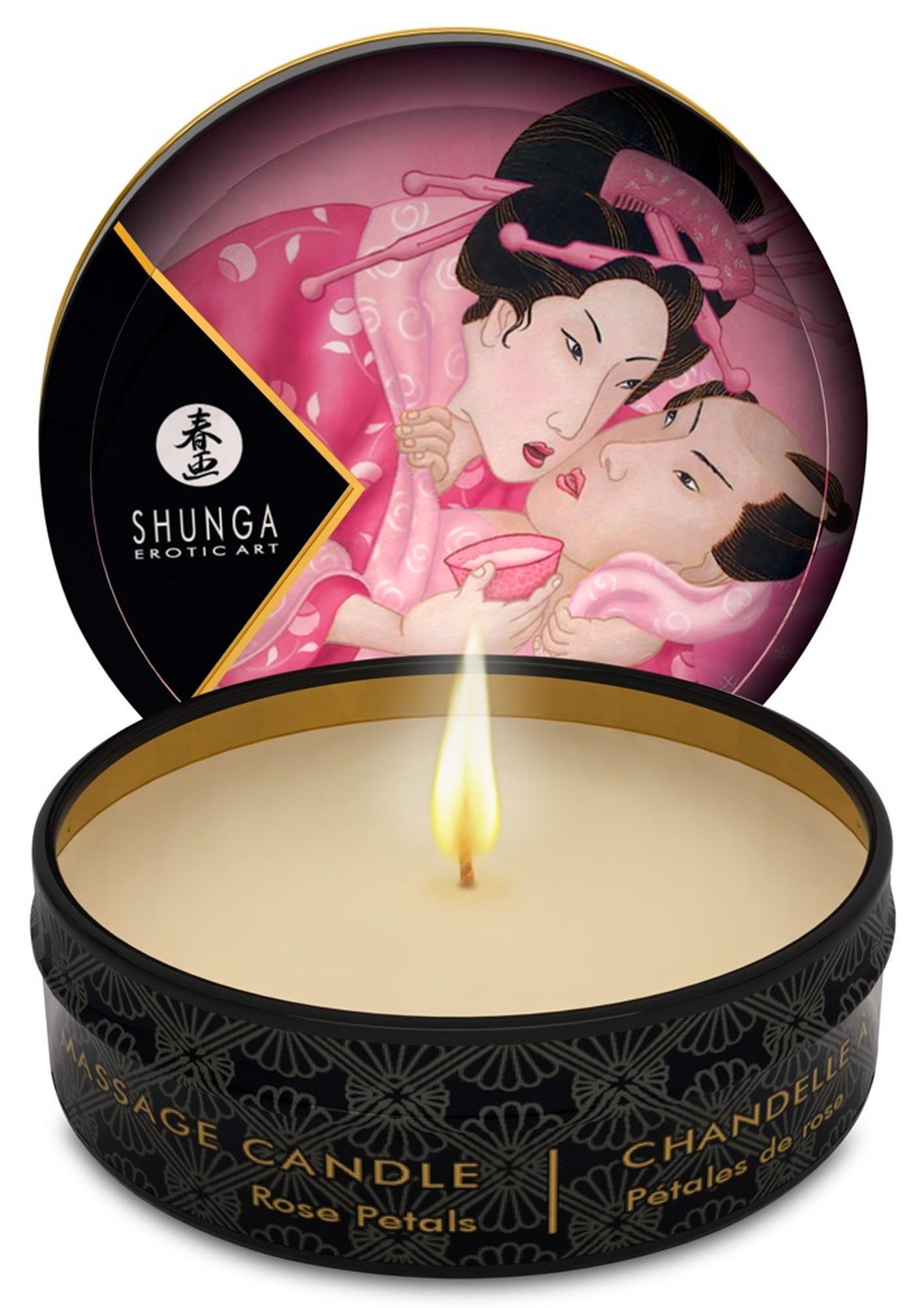 Lumânare de masaj mini cu trandafir Shunga 30ml