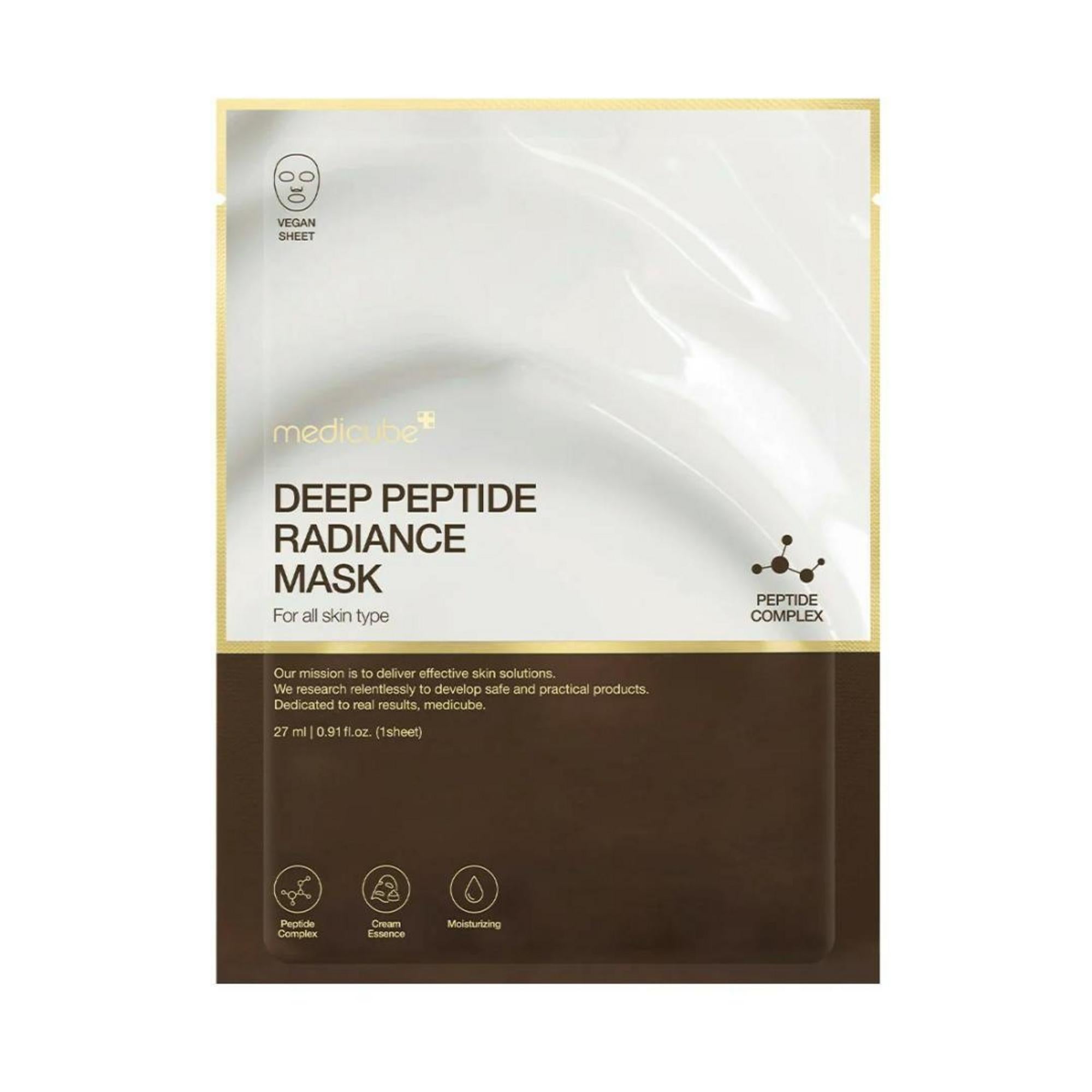 Medicube, Deep Peptide Mask, Îmbunătățește elasticitatea, Mască facială, Pentru față, 27 ml
