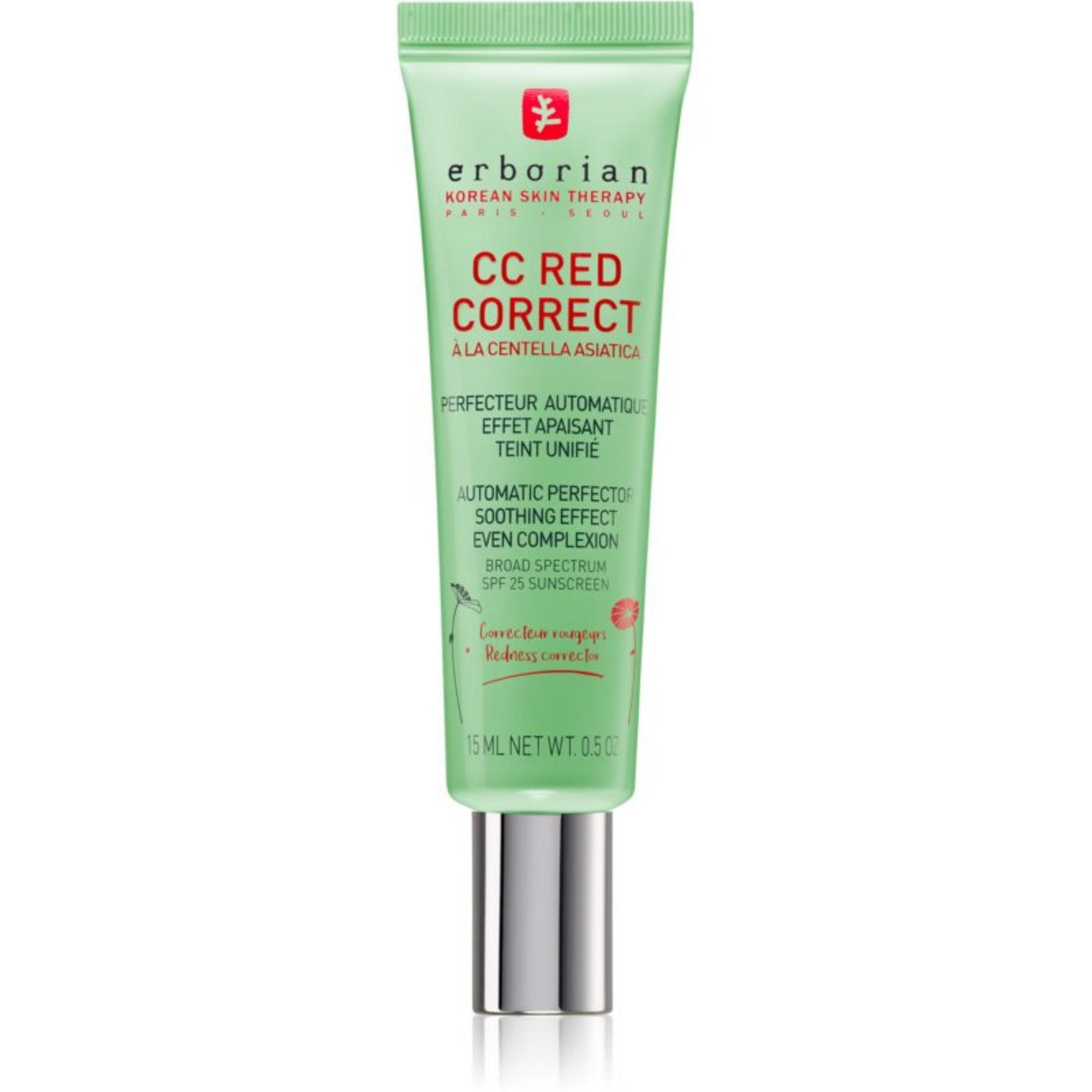 Erborian, CC Red Correct, Anti-roșeață, Zi, Smântână, Pentru față, SPF 25, 15 ml