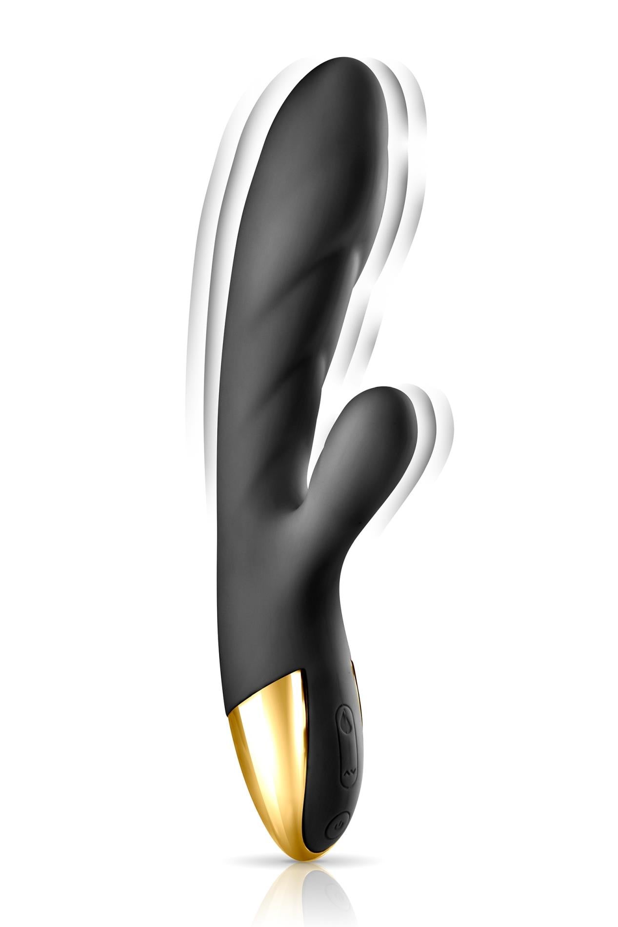 Vibrator încălzit Black Empire Heat My Queen 2 cu iepuraș, negru, USB