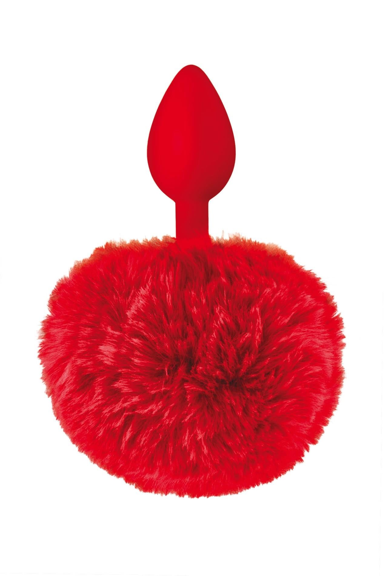 Plug anal roșu Sweet Caress cu pompom