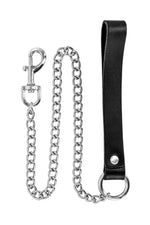 Lesă metalică Fetish Premium din piele de vacă 72 cm