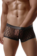 Pantaloni scurți boxer Paris Hollywood MP056 din plasă, negri, mărime S