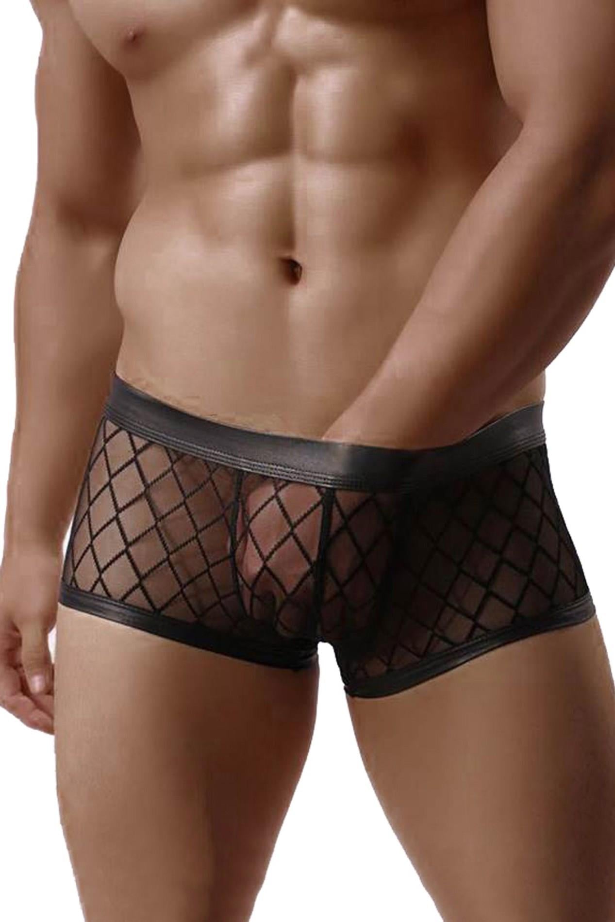 Pantaloni scurți boxer Paris Hollywood MP056 din plasă, negri, mărime S