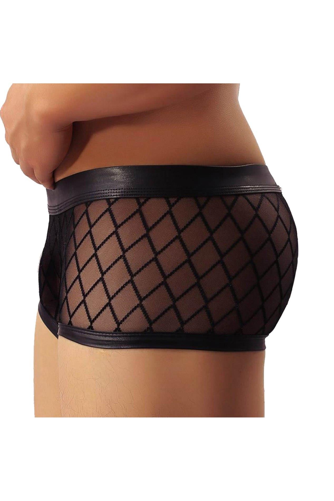 Pantaloni scurți boxer Paris Hollywood MP056 din plasă, negri, mărime S