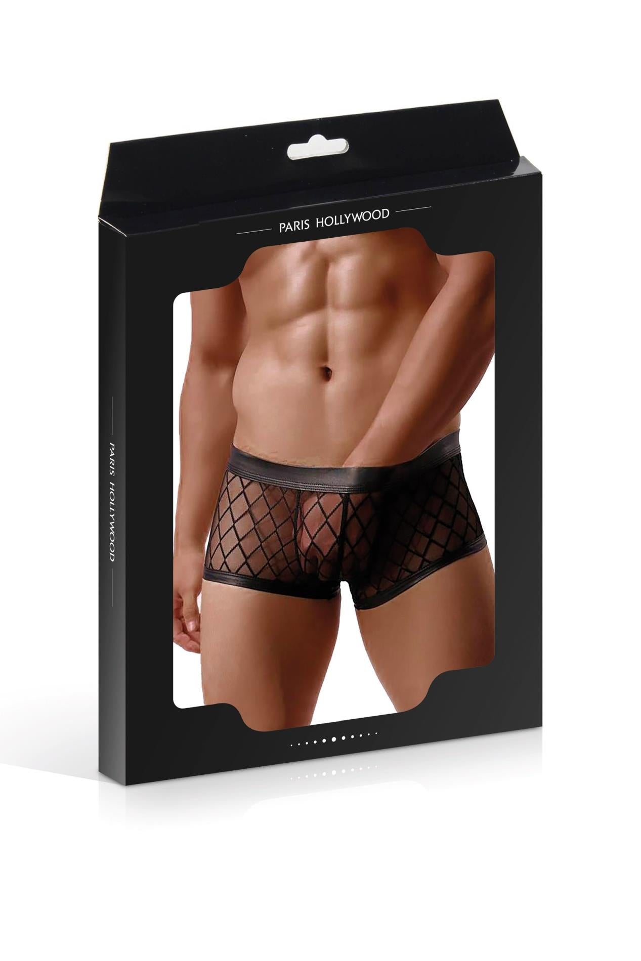 Pantaloni scurți boxer Paris Hollywood MP056 din plasă, negri, mărime S