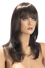 Perucă lungă Kate cu breton World Wigs brunetă