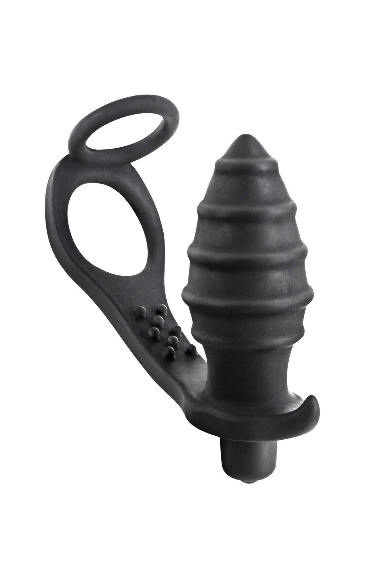 Stimulator de prostată cu inel și dop AP071 negru