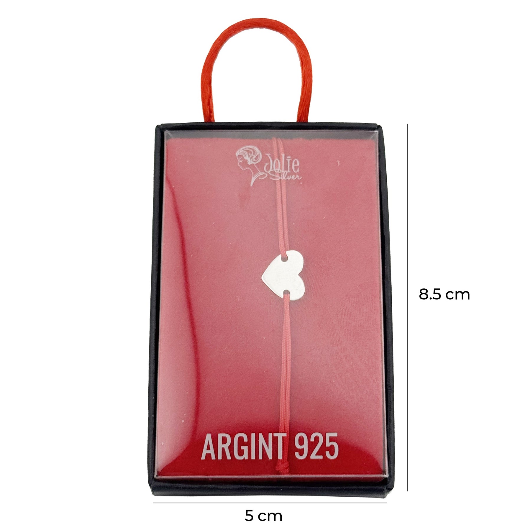 Bratara Argint 925 pentru Dama, Jolie, Model Inimioara plina, Martisor Bratara de 1 Martie, Pandativ Argintiu cu Snur