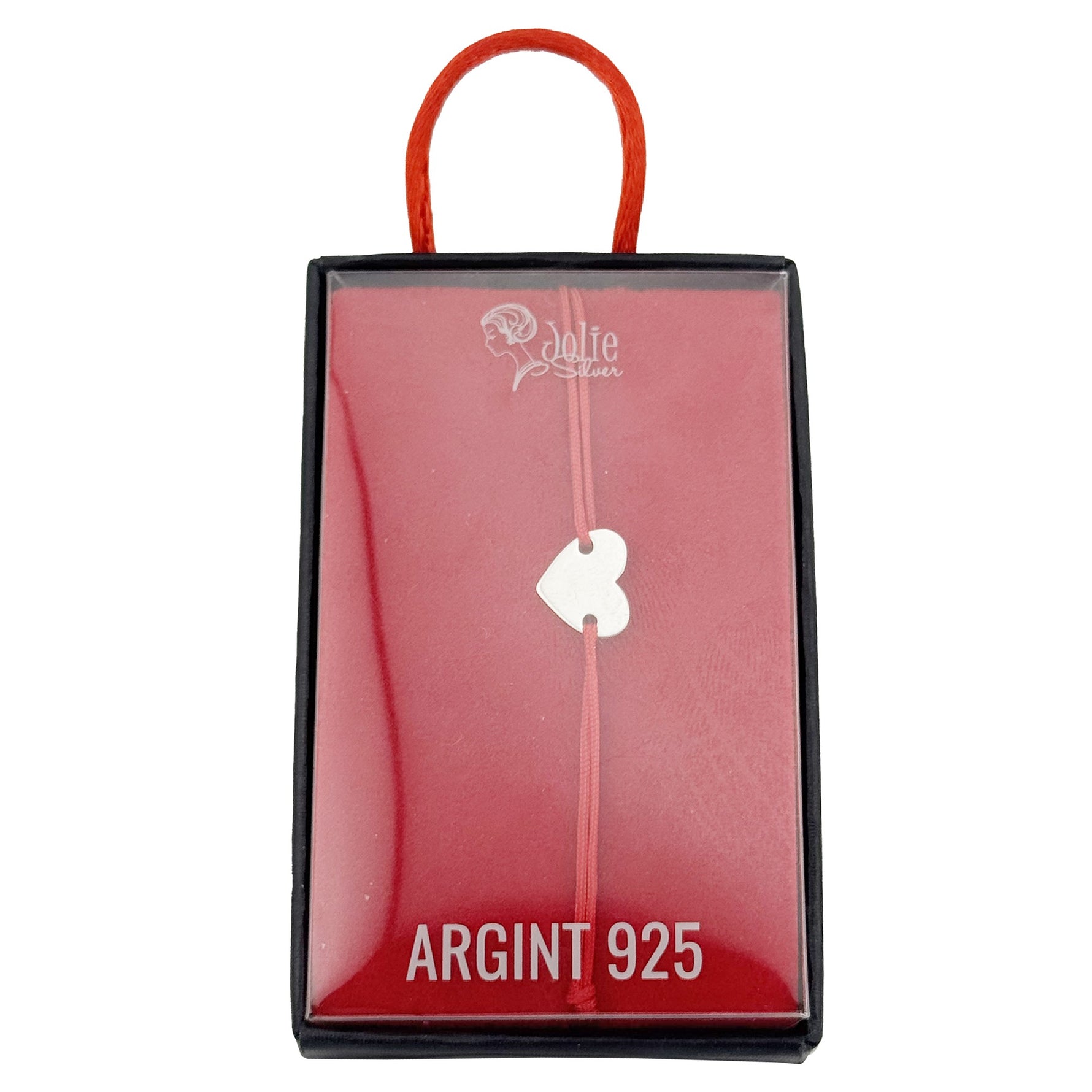 Bratara Argint 925 pentru Dama, Jolie, Model Inimioara plina, Martisor Bratara de 1 Martie, Pandativ Argintiu cu Snur