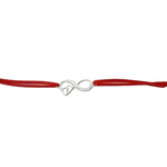 Martisor Bratara Argint 925, Jolie, Model Infinit cu picioruse, Martisor de 1 Martie, cu Snur Rosu, Argintiu