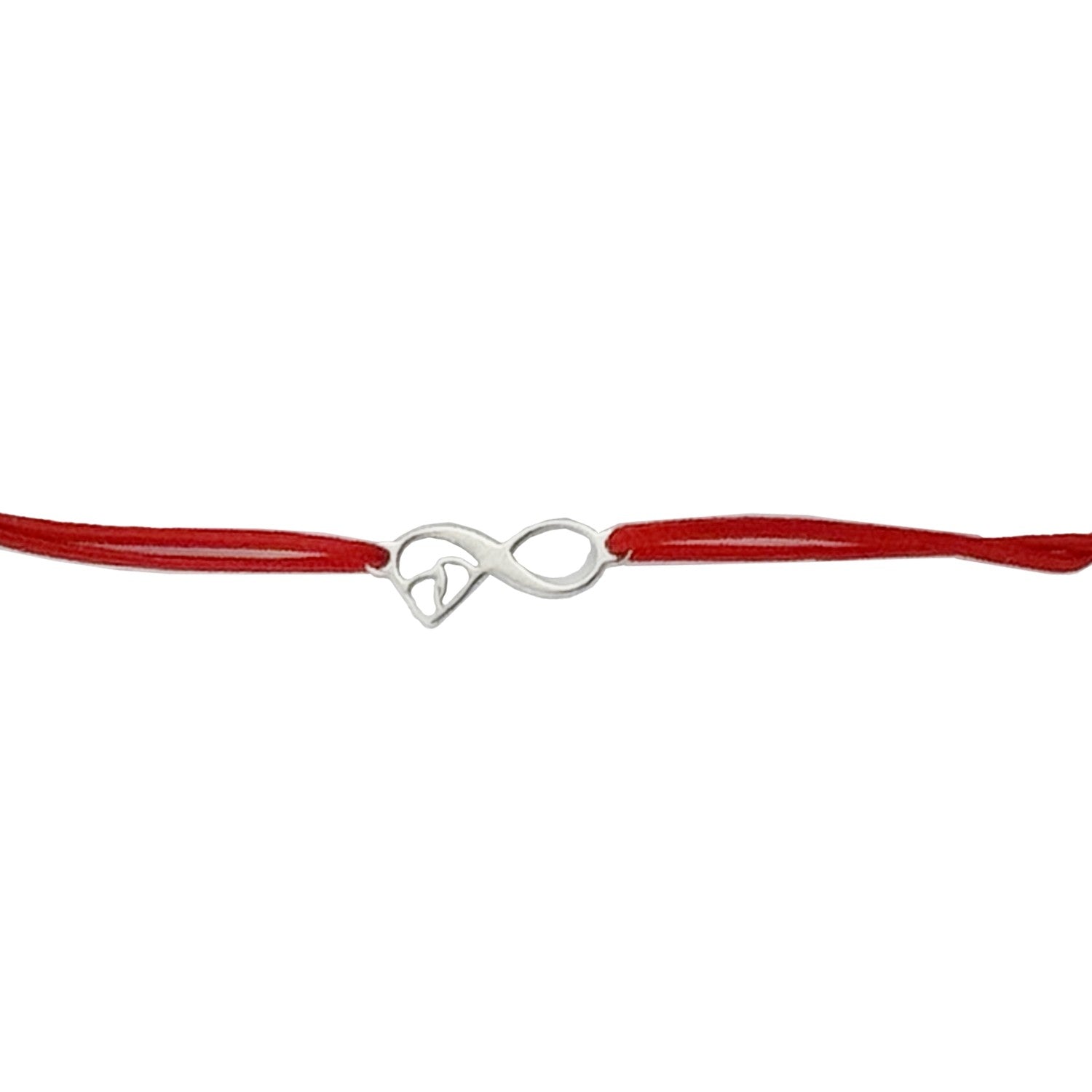 Martisor Bratara Argint 925, Jolie, Model Infinit cu picioruse, Martisor de 1 Martie, cu Snur Rosu, Argintiu