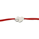 Martisor Bratara Argint 925, Jolie, Model Inima Mare Mica, Martisor de 1 Martie, cu Snur Rosu, Argintiu