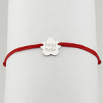 Bratara Argint 925 pentru Dama, Jolie, Model Floare HAND MADE, Martisor Bratara de 1 Martie, Pandativ Argintiu cu Snur