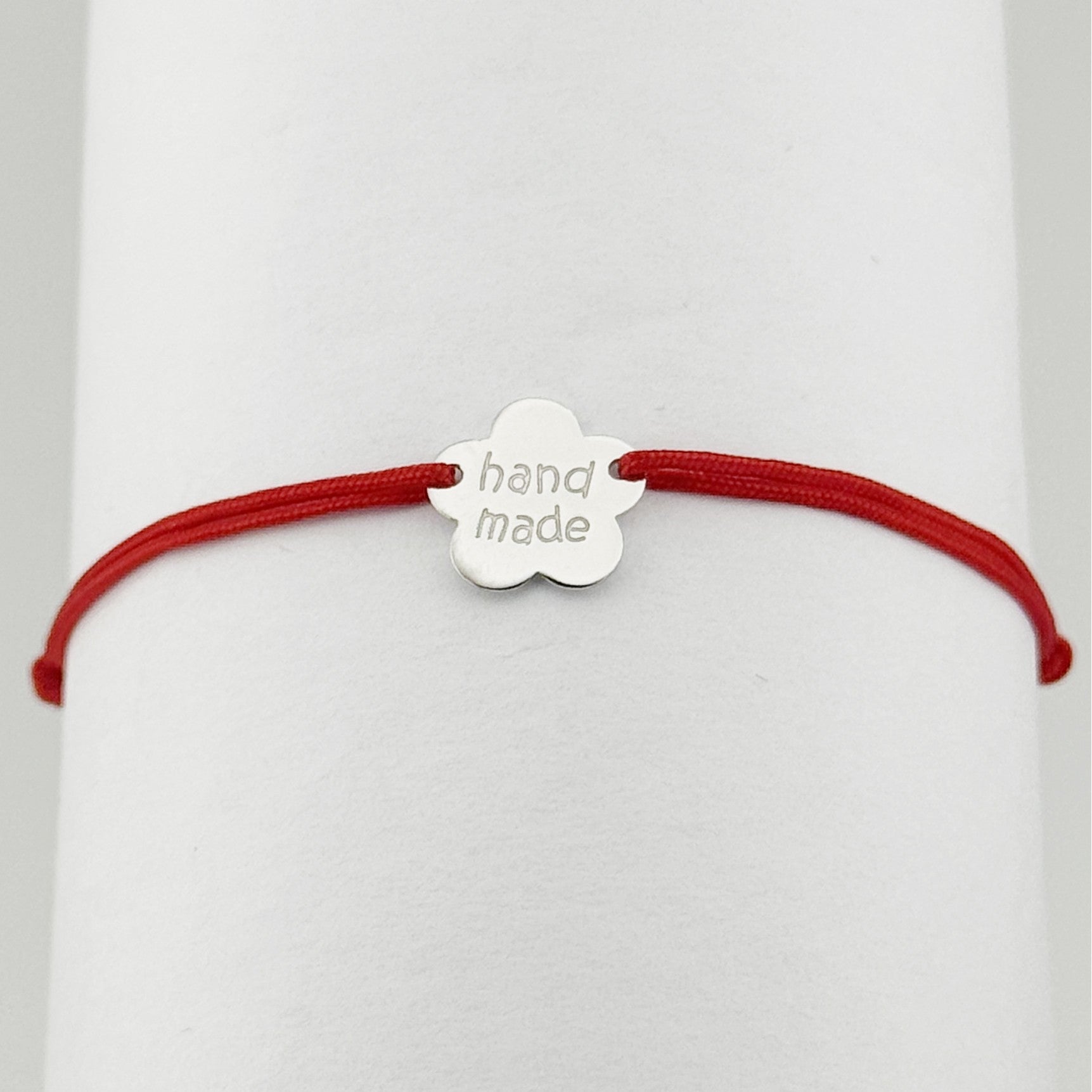 Bratara Argint 925 pentru Dama, Jolie, Model Floare HAND MADE, Martisor Bratara de 1 Martie, Pandativ Argintiu cu Snur