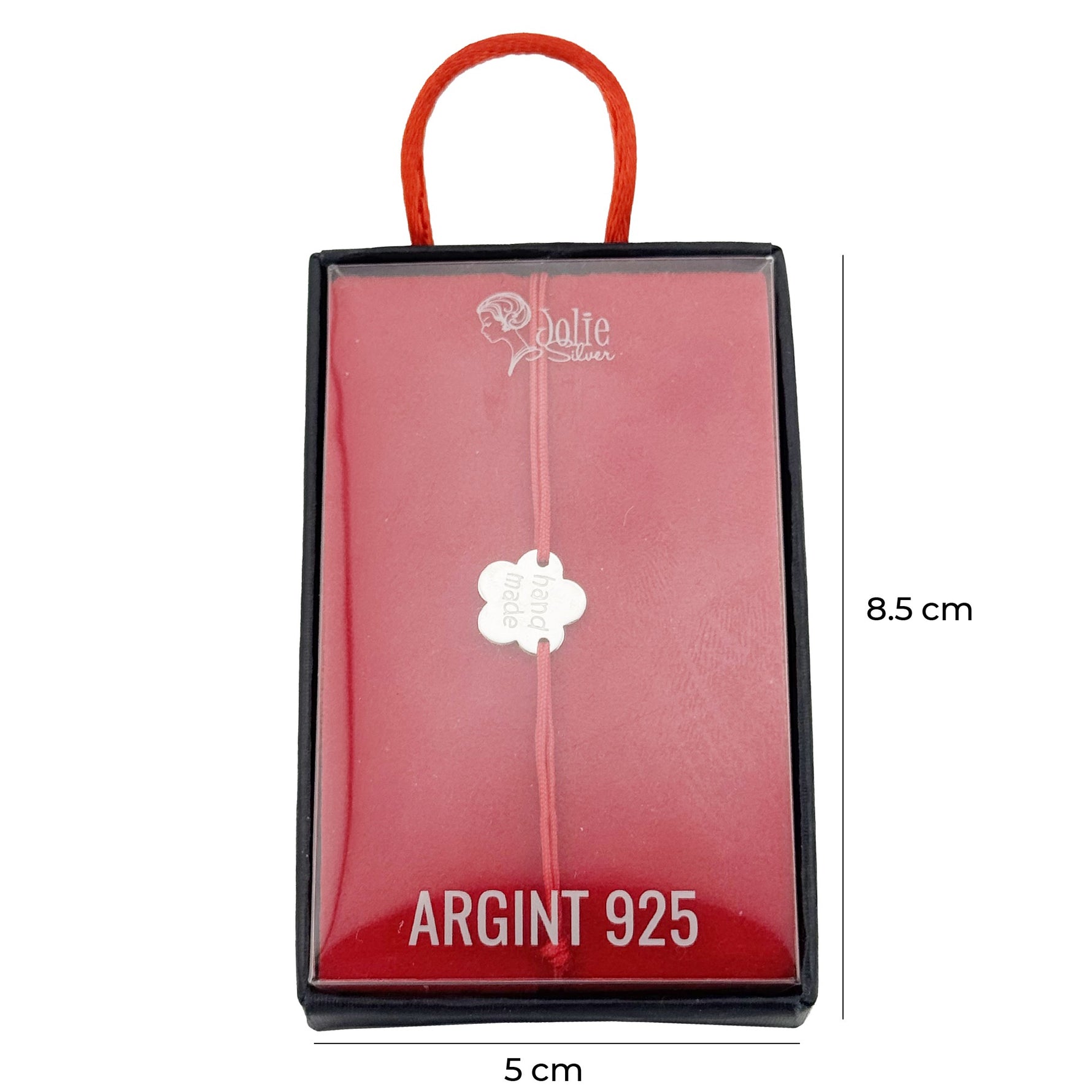 Bratara Argint 925 pentru Dama, Jolie, Model Floare HAND MADE, Martisor Bratara de 1 Martie, Pandativ Argintiu cu Snur