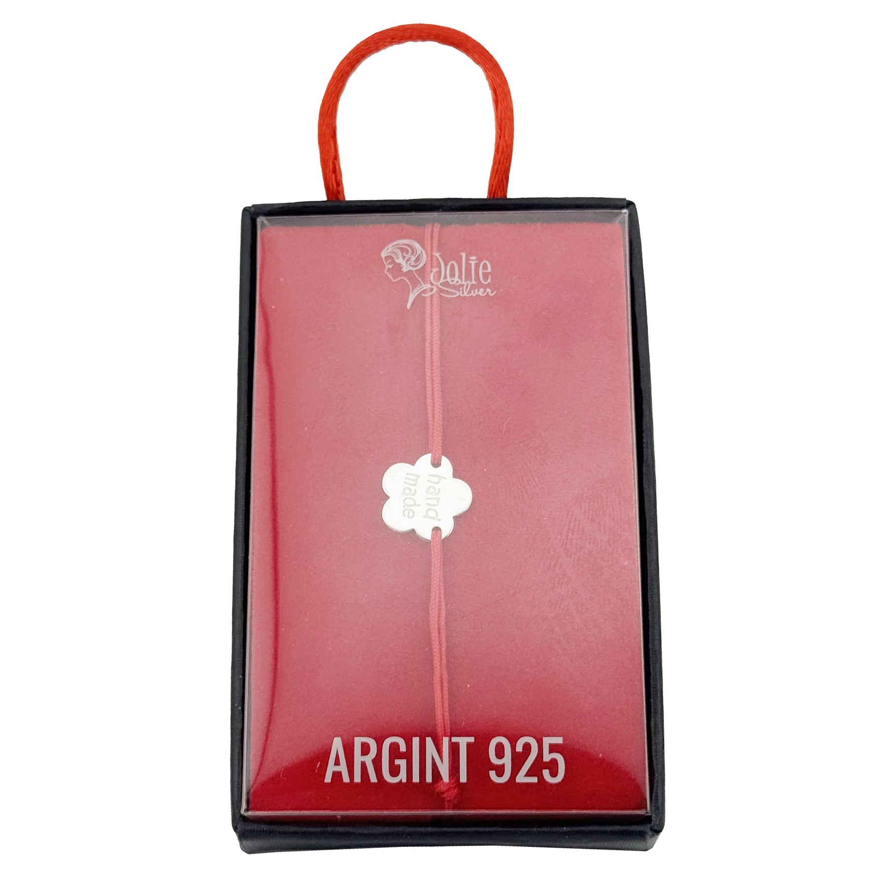 Bratara Argint 925 pentru Dama, Jolie, Model Floare HAND MADE, Martisor Bratara de 1 Martie, Pandativ Argintiu cu Snur