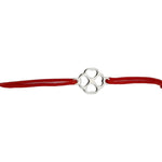 Martisor Bratara Argint 925, Jolie, Model Inimioare in Trifoi, Martisor de 1 Martie, cu Snur Rosu, Argintiu