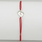 Bratara Argint 925 pentru Dama, Jolie, Model Picioruse, Martisor Bratara de 1 Martie, Pandativ Argintiu cu Snur Rosu