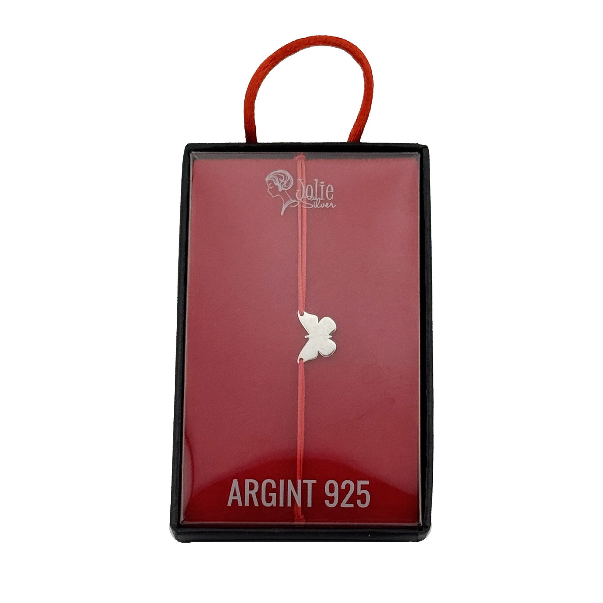 Bratara Cu Pandativ din Argint 925, Jolie Silver, Model Fluture, Snur Textil Rosu, Dimensiune Reglabila, Nod Dublu,