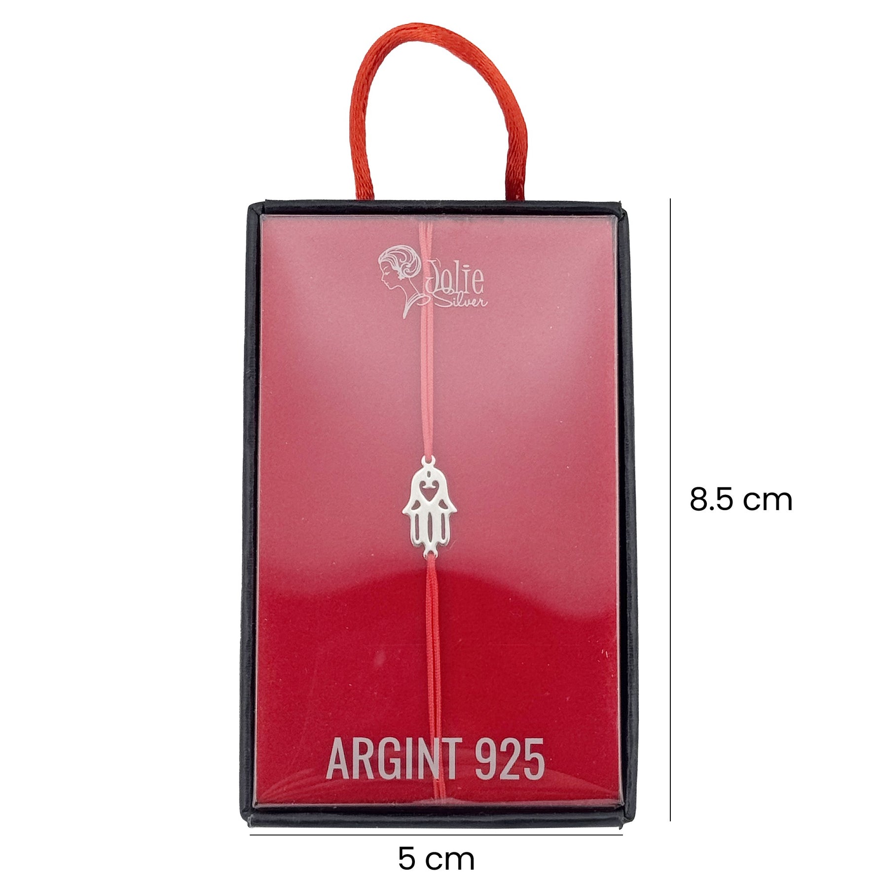 Martisor Bratara Argint 925, Jolie, Model Mana, Martisor de 1 Martie, cu Snur Rosu, Argintiu