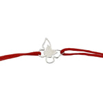 Martisor Bratara Argint 925, Jolie, Model 2 Fluturi, Martisor de 1 Martie, cu Snur Rosu, Argintiu