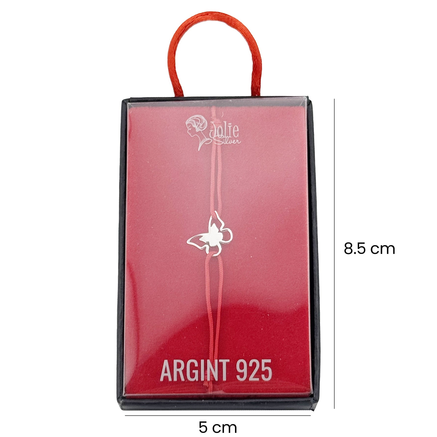 Martisor Bratara Argint 925, Jolie, Model 2 Fluturi, Martisor de 1 Martie, cu Snur Rosu, Argintiu