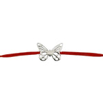Martisor Bratara Argint 925, Jolie, Model Fluturas, Martisor de 1 Martie, cu Snur Rosu, Argintiu