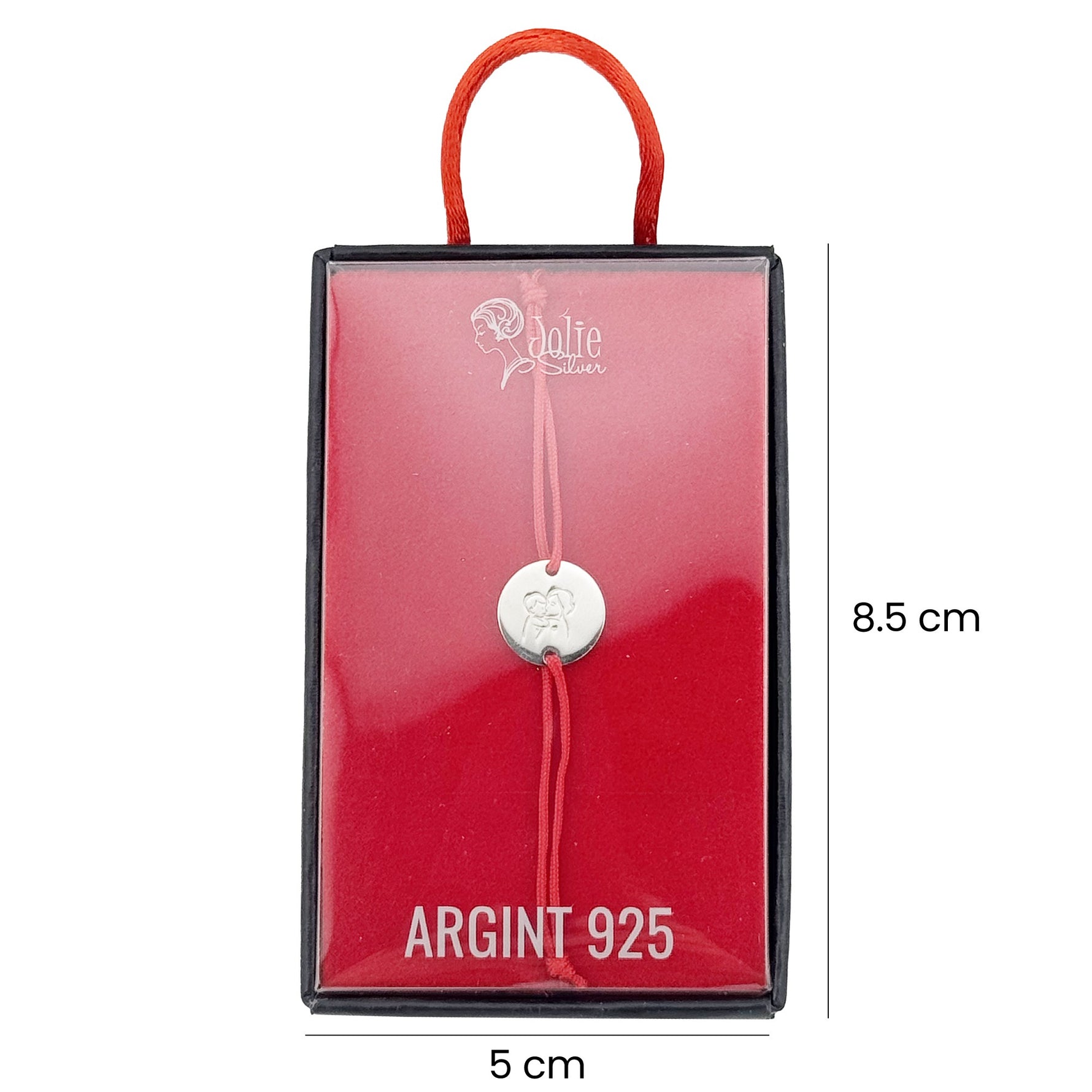 Martisor Bratara Argint 925, Jolie, Model Mama si Copilul, Martisor de 1 Martie, cu Snur Rosu, Argintiu