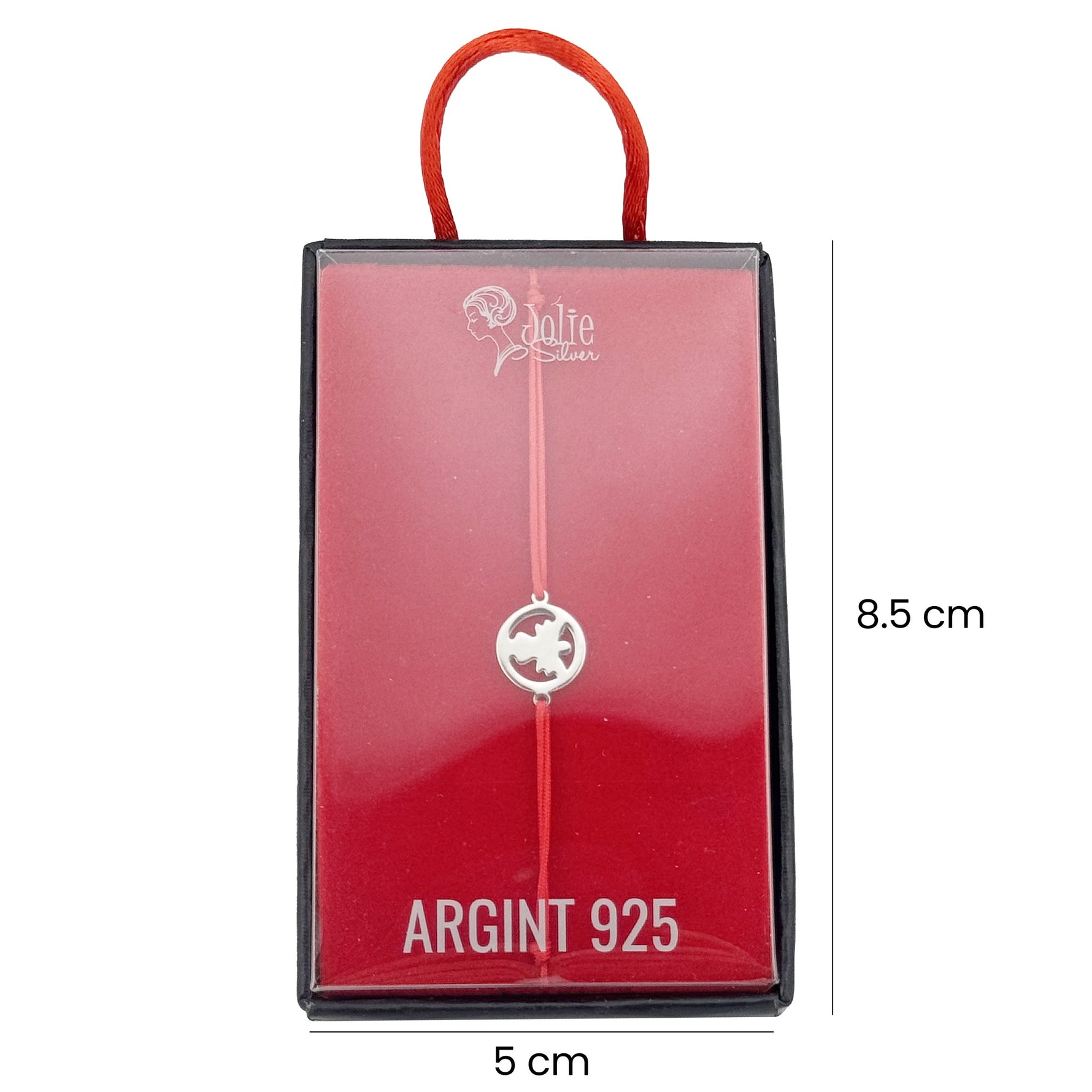 Martisor Bratara Argint 925, Jolie, Model Inger Pazitor, Martisor de 1 Martie, cu Snur Rosu, Argintiu
