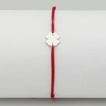 Bratara Argint 925 pentru Dama, Jolie, Model Trifoi plin, Martisor Bratara de 1 Martie, Pandativ Argintiu cu Snur Rosu