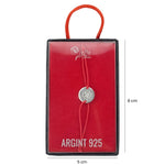 Martisor Bratara Argint 925, Jolie, Model Trifoi Gravat, Martisor de 1 Martie, cu Snur Rosu, Argintiu