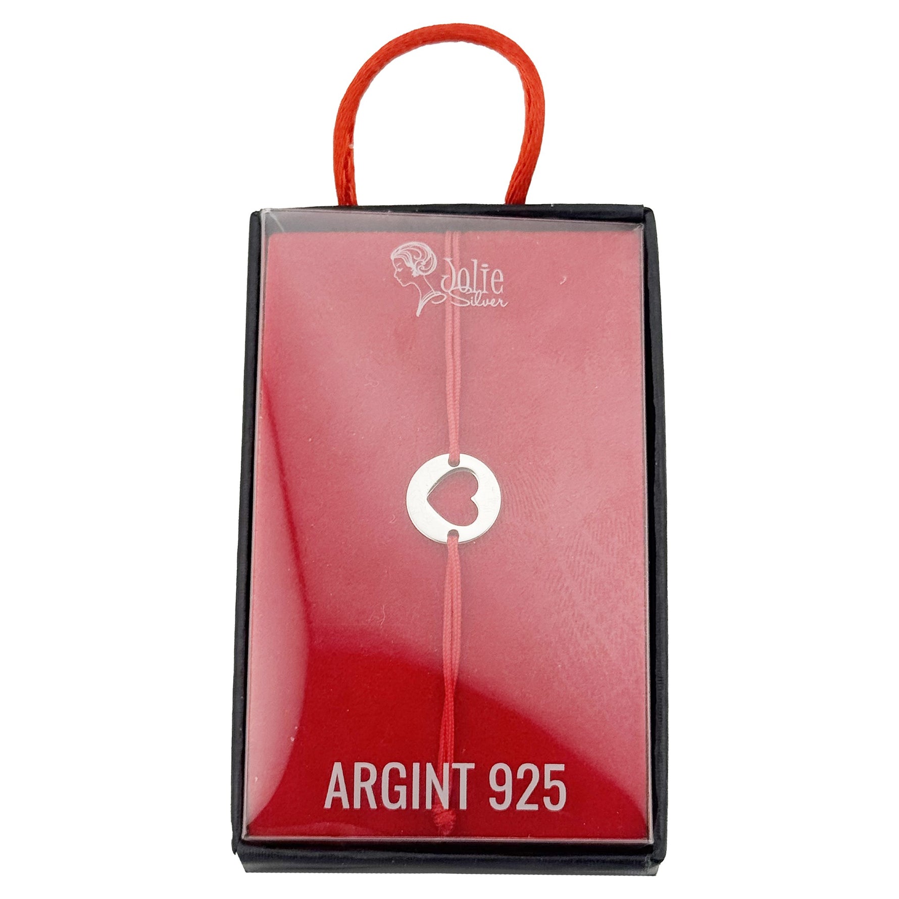 Bratara Argint 925 pentru Dama, Jolie, Model Inima Decupata, Martisor Bratara de 1 Martie, Pandativ Argintiu cu Snur