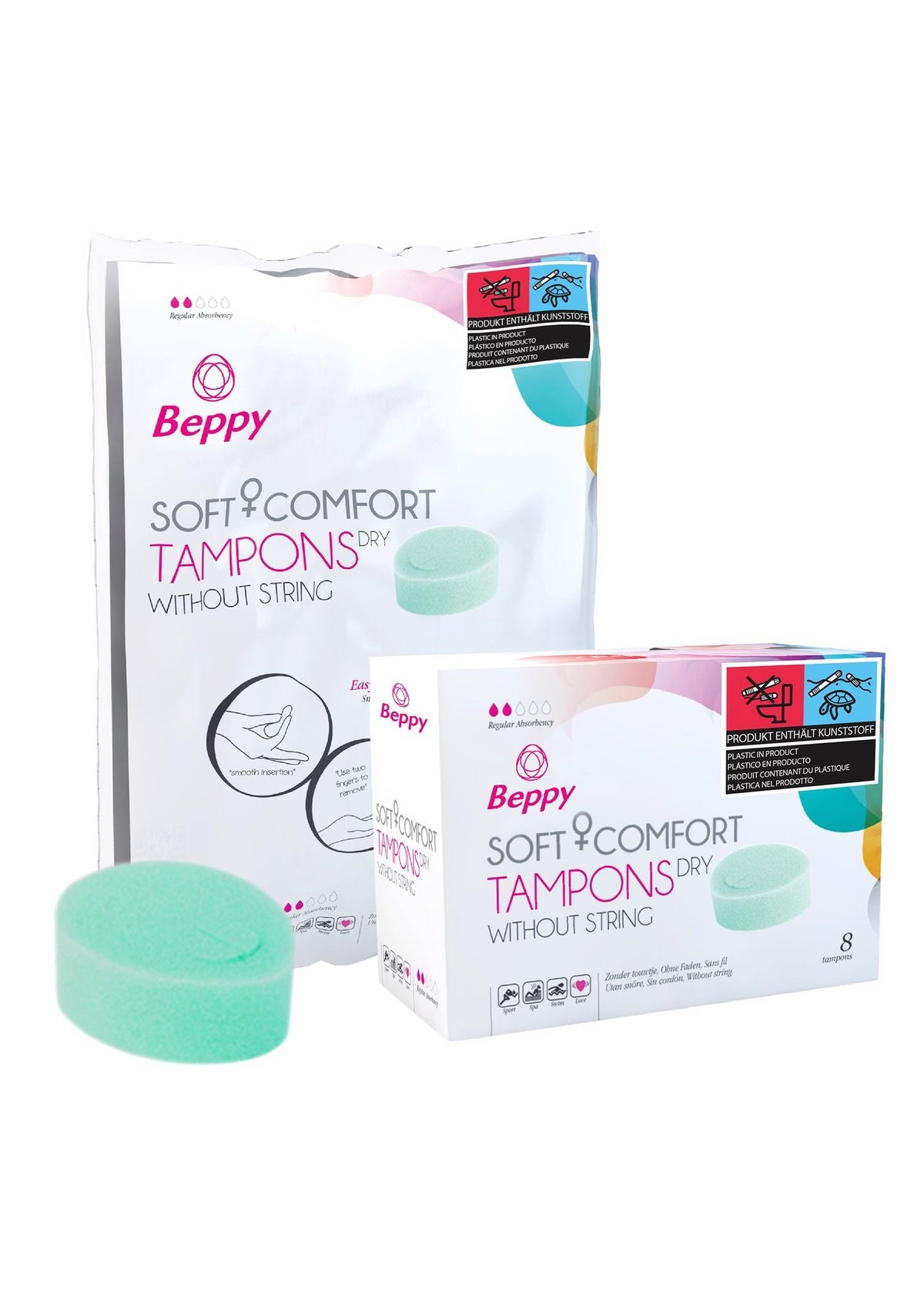 Tampoane Beppy Soft Comfort Dry Natural, 8 bucăți