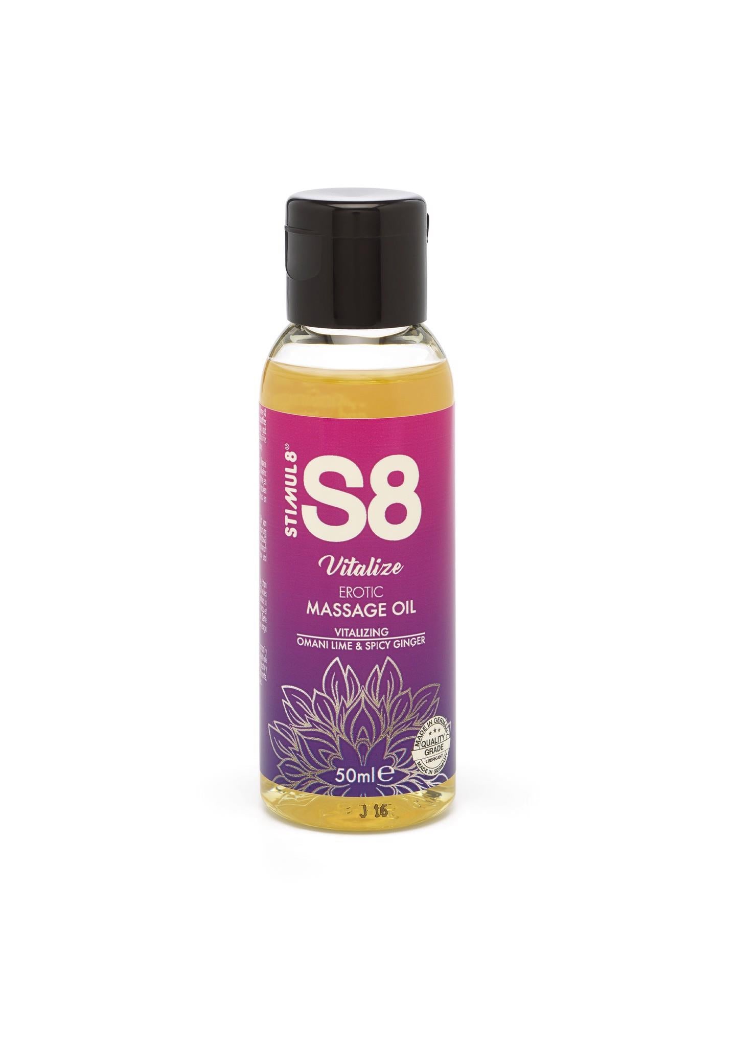 Ulei de masaj Stimul8 S8 cu lime omani și ghimbir picant 50ml