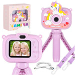 Aparat foto digital pentru copii pe trepied, violet unicorn, 8GB