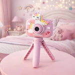 Aparat foto digital pentru copii pe trepied, violet unicorn, 8GB