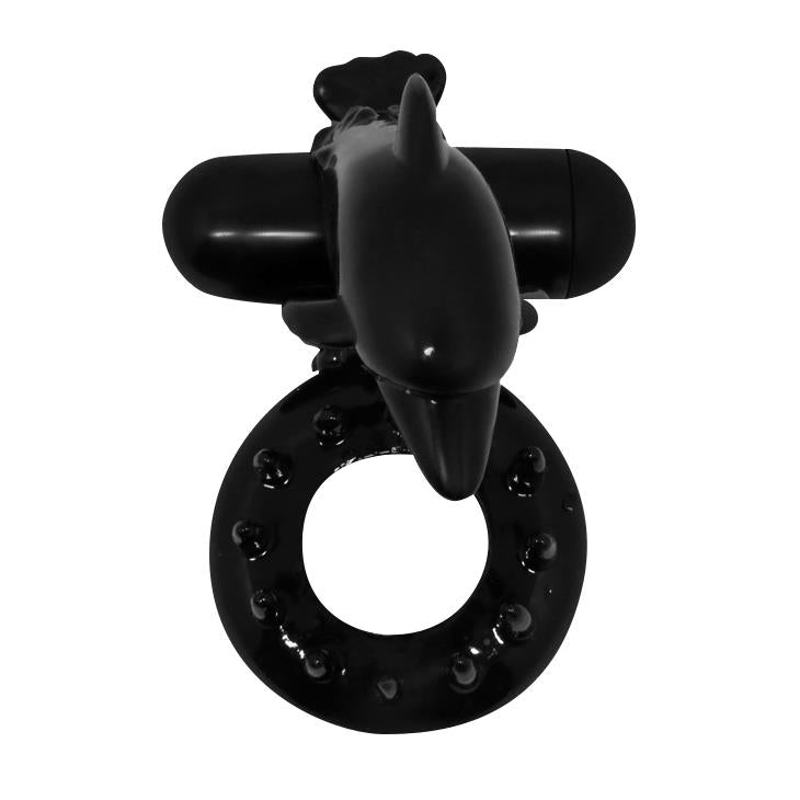 Inel vibrant pentru penis Baile Sweet Dolphin, negru