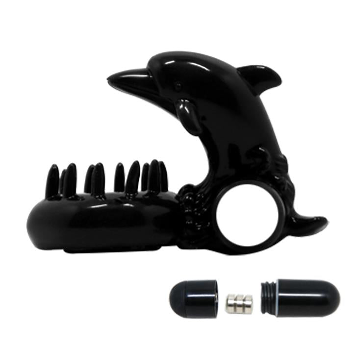 Inel vibrant pentru penis Baile Sweet Dolphin, negru