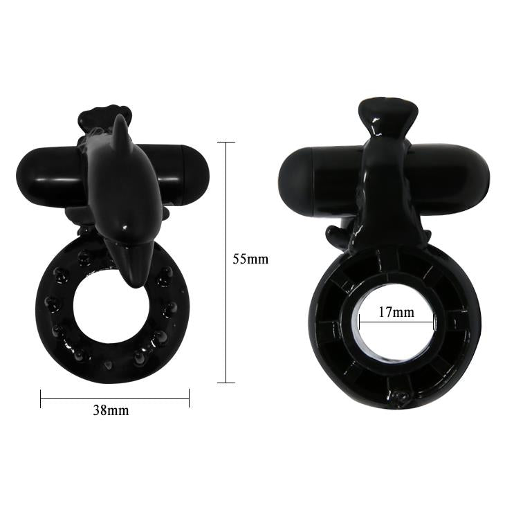 Inel vibrant pentru penis Baile Sweet Dolphin, negru