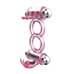 Inel vibrator dublu pentru penis Baile Bunny Snuggles, roz