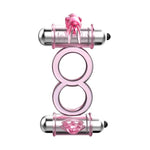 Inel vibrator dublu pentru penis Baile Bunny Snuggles, roz