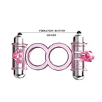 Inel vibrator dublu pentru penis Baile Bunny Snuggles, roz