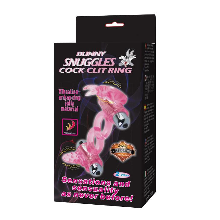 Inel vibrator dublu pentru penis Baile Bunny Snuggles, roz