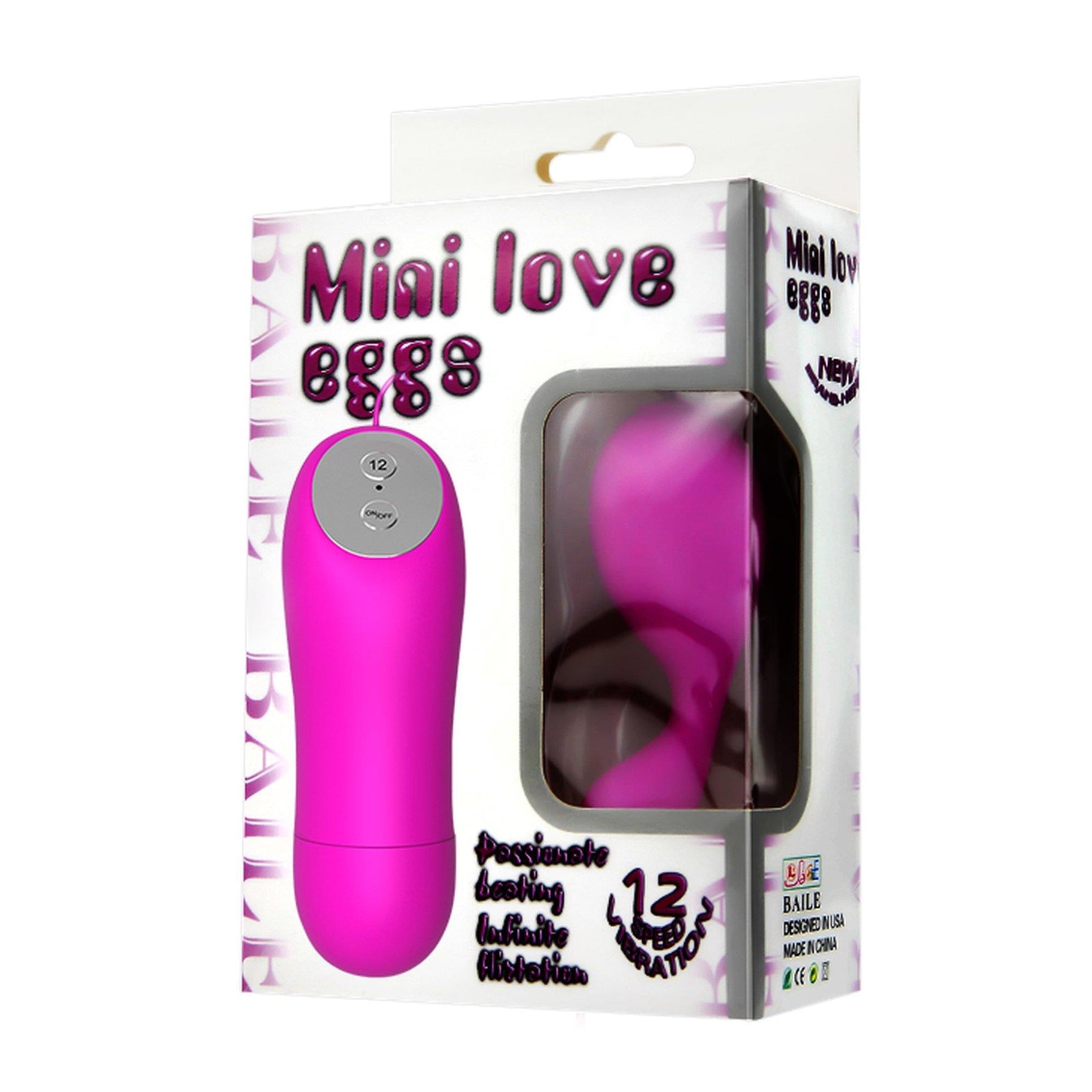 Vibrator mini Baile din silicon roz cu 12 funcții și telecomandă