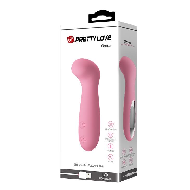 Vibrator USB Pretty Love Grace din silicon pentru punctul G, 30 de funcții, 12 cm