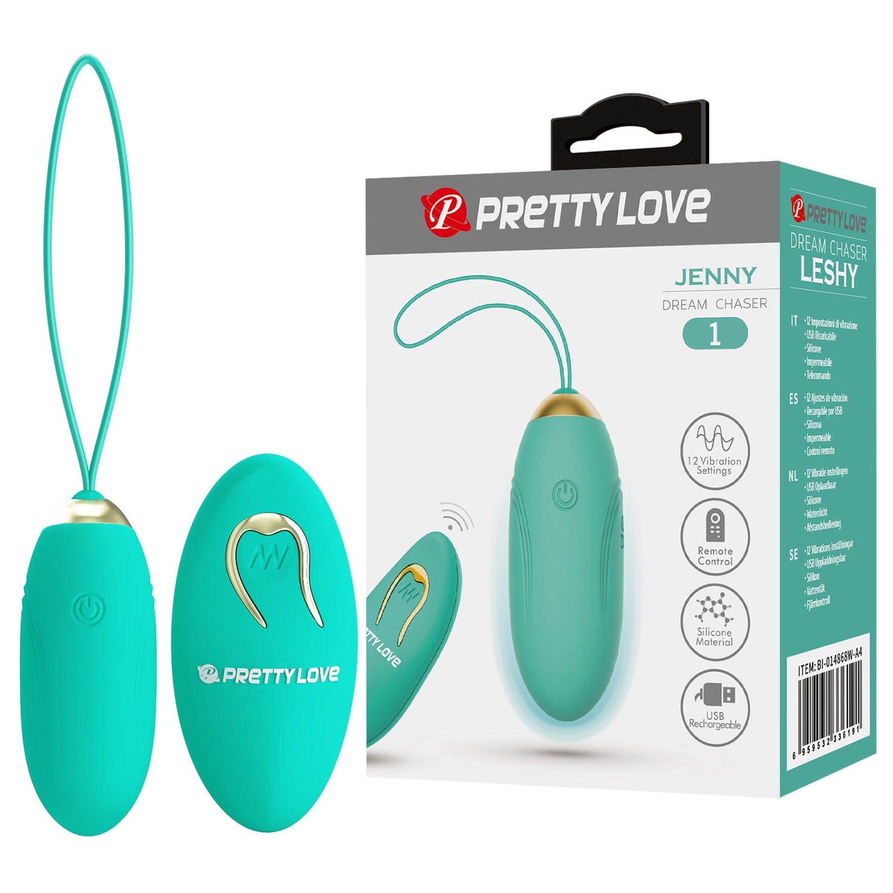 Ou vibrant Pretty Love Jenny, verde, cu telecomandă, 12 moduri