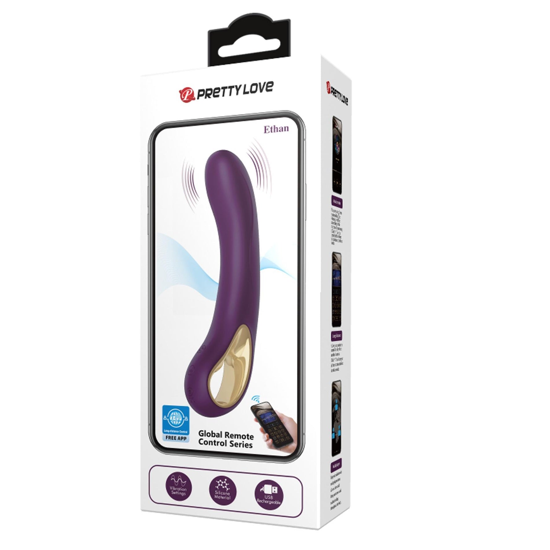 Vibrator Pretty Love Ethan din silicon, violet, cu aplicație cu 12 vibrații