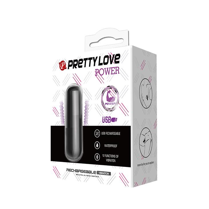 Mini vibrator din silicon Pretty Love, USB, 12 funcții, impermeabil
