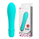 Vibrator mini Solomon Pretty Love Blue Ribbed cu 10 moduri